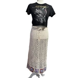 Adiva Crochet Vintage Style Granny Square Skirt in Size Large New With Tags